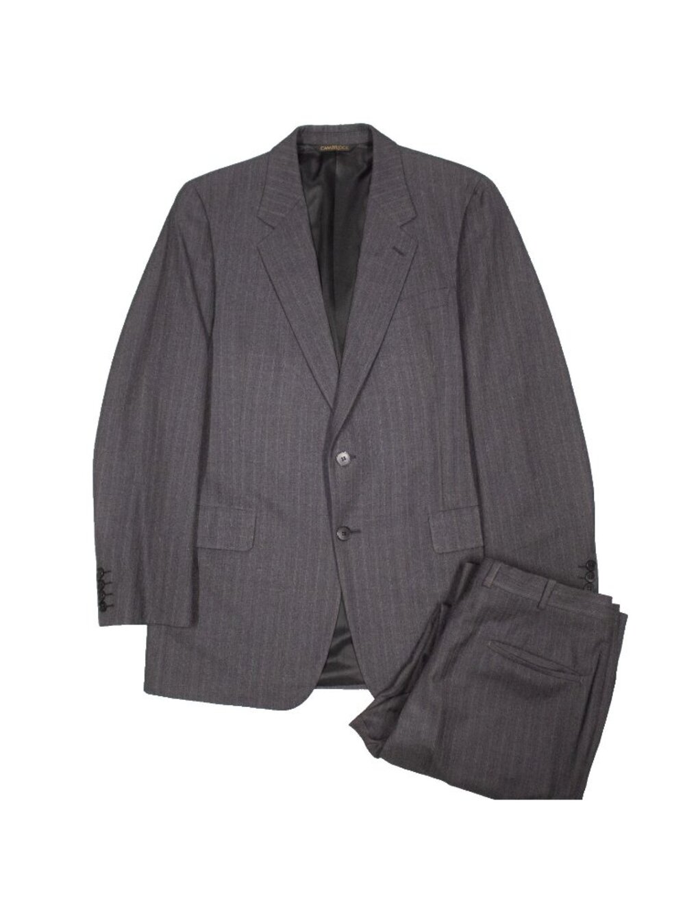 Vintage Coppley Suit Wool Striped 2pc Pleated Trousers Canada Grey 40R 32x30